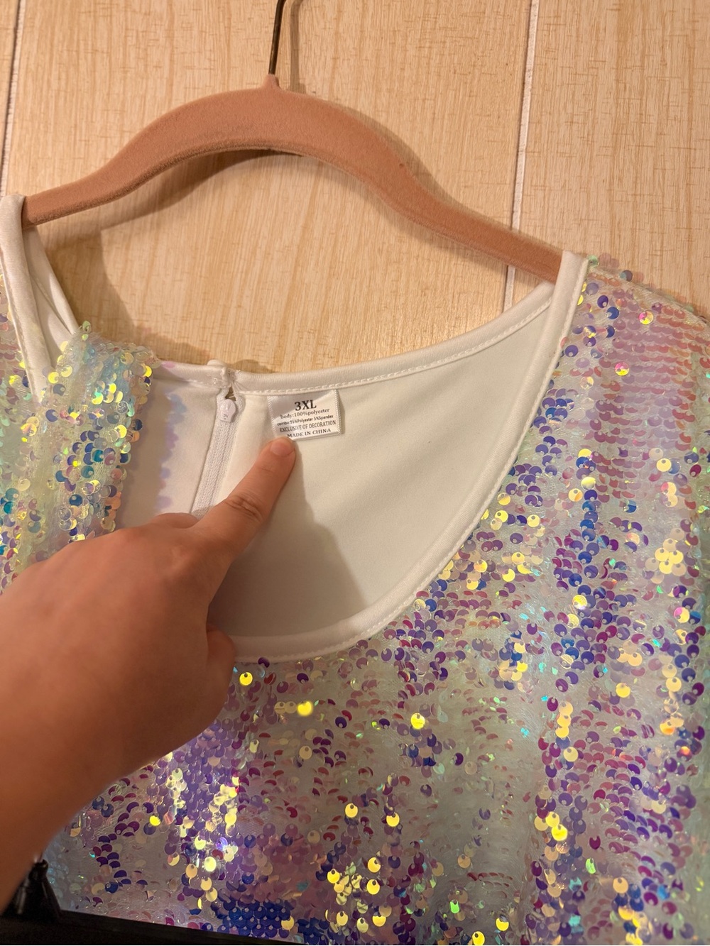 Iridescent Sequin Long Sleeve Dress - Multicolor - Picture 7 of 7